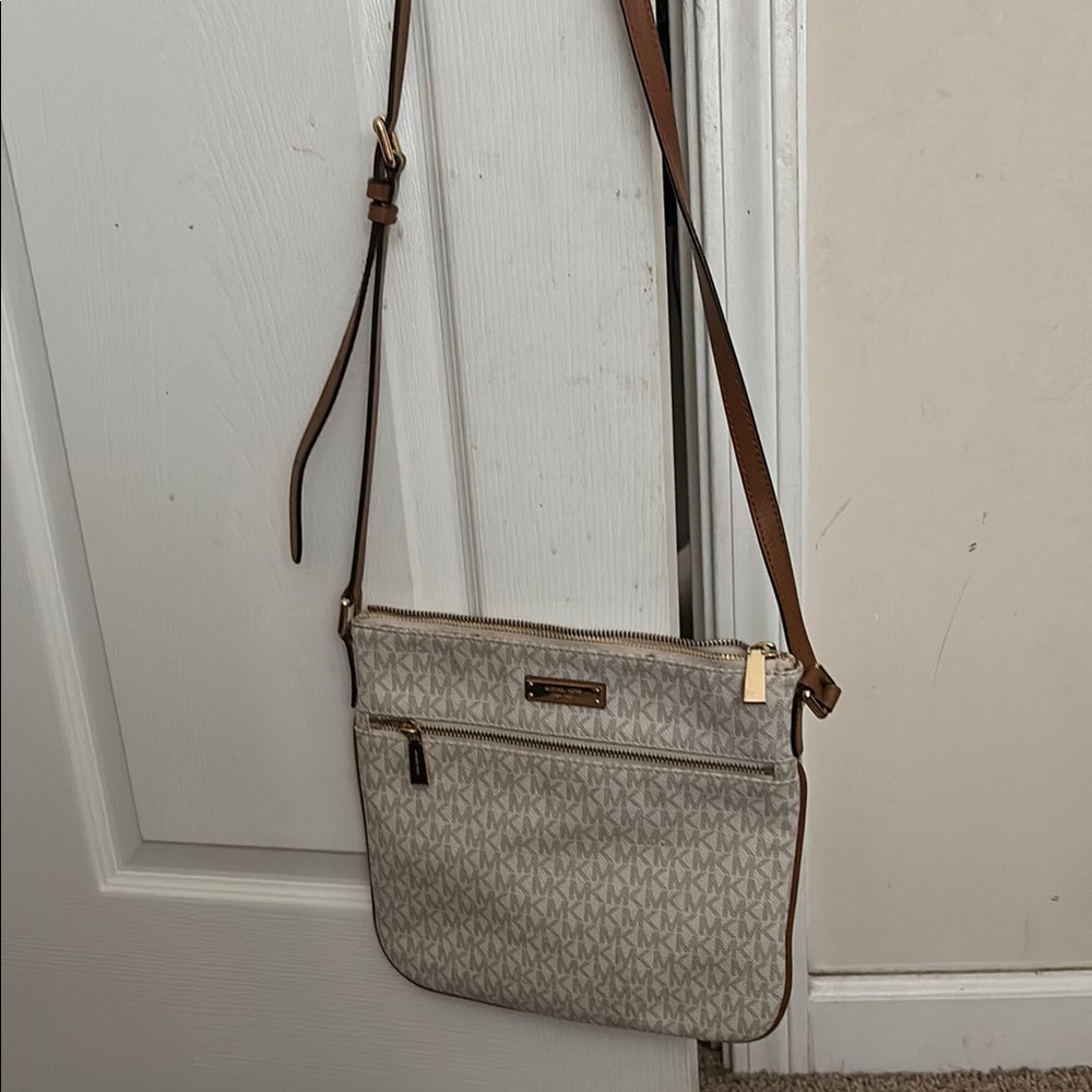 Michael Kors Brown and Cream Crossbody Bag